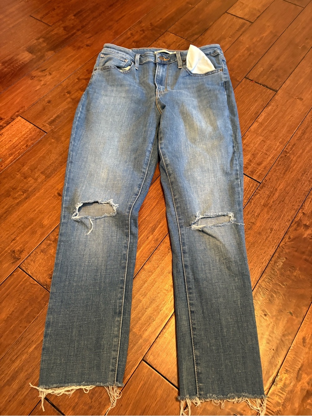 Levi's Light Blue Distressed Straight Leg Jeans